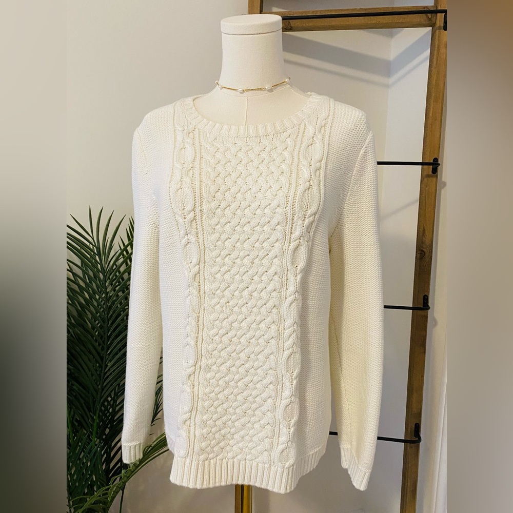 Talbots Cream Cable Knit Sweater